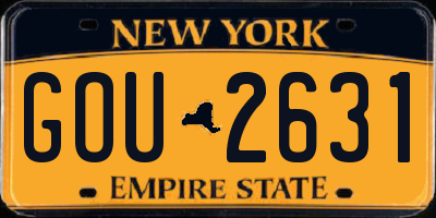 NY license plate GOU2631