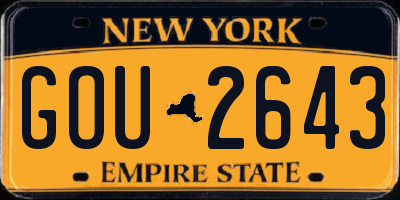 NY license plate GOU2643