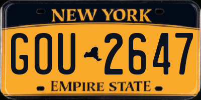 NY license plate GOU2647