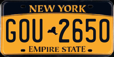 NY license plate GOU2650