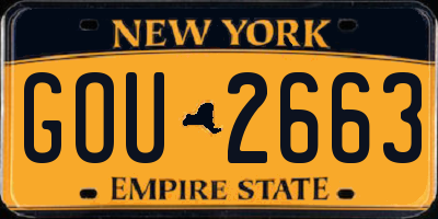 NY license plate GOU2663