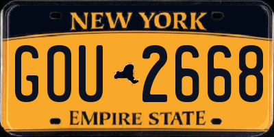 NY license plate GOU2668