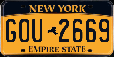 NY license plate GOU2669