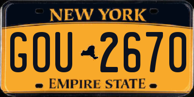 NY license plate GOU2670