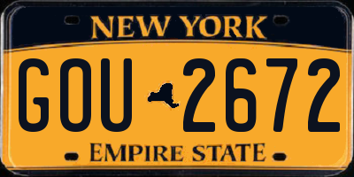 NY license plate GOU2672