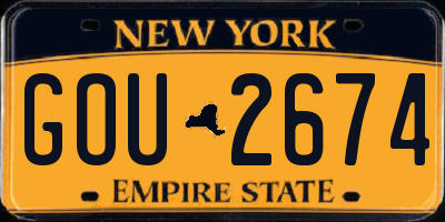 NY license plate GOU2674