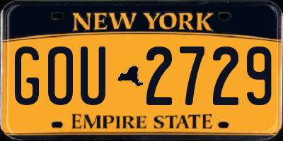 NY license plate GOU2729