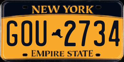 NY license plate GOU2734