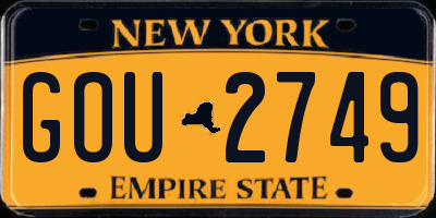 NY license plate GOU2749
