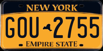 NY license plate GOU2755