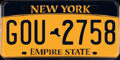 NY license plate GOU2758