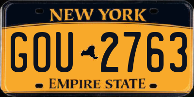 NY license plate GOU2763