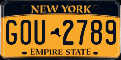 NY license plate GOU2789