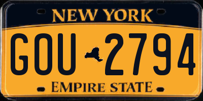 NY license plate GOU2794