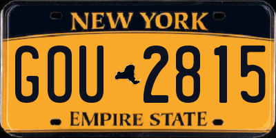 NY license plate GOU2815