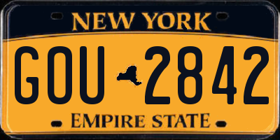 NY license plate GOU2842