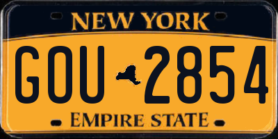 NY license plate GOU2854