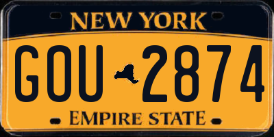 NY license plate GOU2874