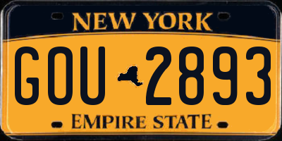 NY license plate GOU2893