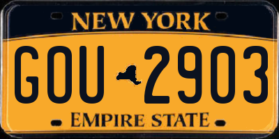 NY license plate GOU2903