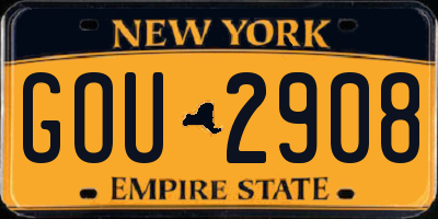 NY license plate GOU2908