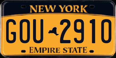 NY license plate GOU2910
