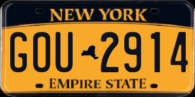 NY license plate GOU2914