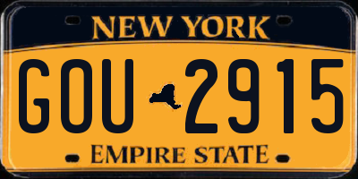 NY license plate GOU2915