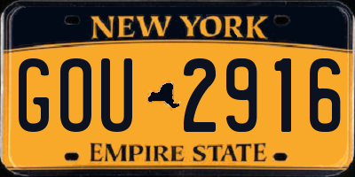 NY license plate GOU2916