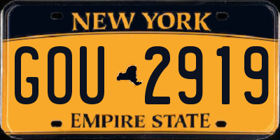 NY license plate GOU2919