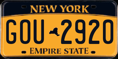 NY license plate GOU2920