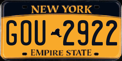 NY license plate GOU2922