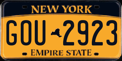 NY license plate GOU2923