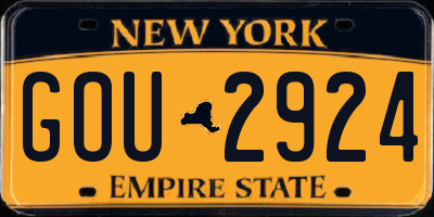 NY license plate GOU2924