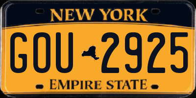 NY license plate GOU2925