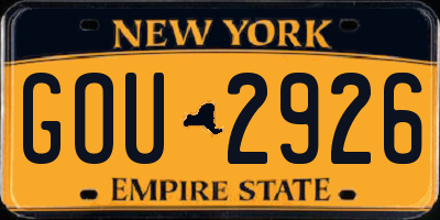 NY license plate GOU2926