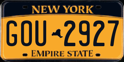 NY license plate GOU2927
