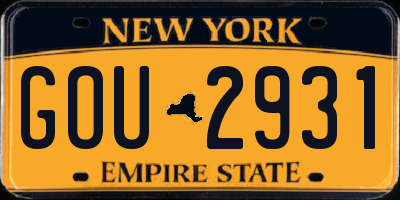 NY license plate GOU2931
