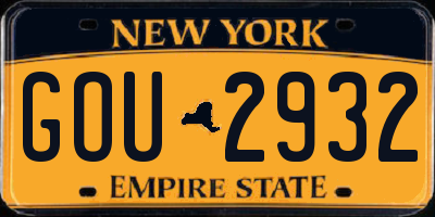 NY license plate GOU2932