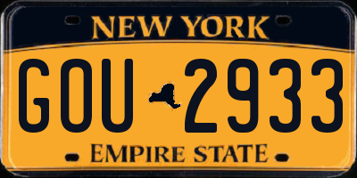 NY license plate GOU2933