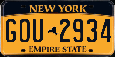 NY license plate GOU2934