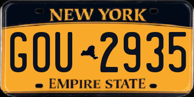 NY license plate GOU2935