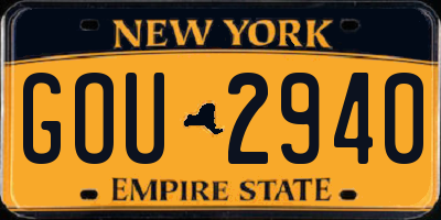 NY license plate GOU2940