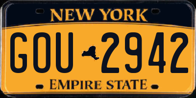 NY license plate GOU2942
