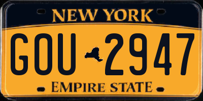 NY license plate GOU2947