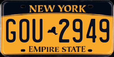 NY license plate GOU2949