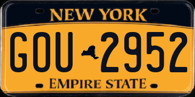 NY license plate GOU2952
