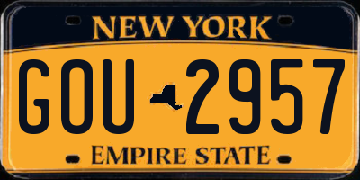 NY license plate GOU2957