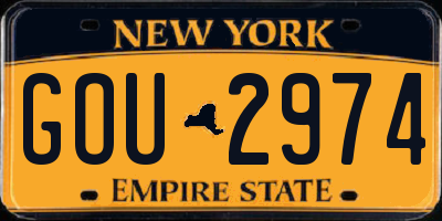 NY license plate GOU2974