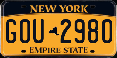 NY license plate GOU2980